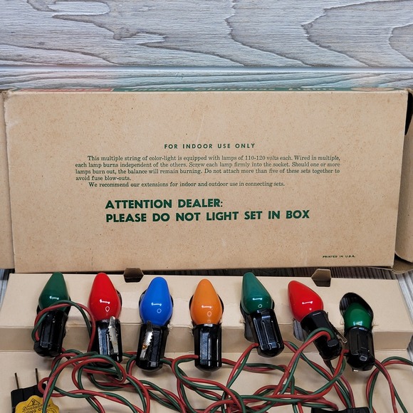 2 Boxes Gibraltar Worthmore Christmas Tree Lights Indoor 7 Bulb Lamp String Vtg - Picture 5 of 10